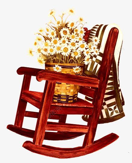 复古摇椅花朵png免抠素材_88icon https://88icon.com 复古风 手绘 摇椅 花朵 装饰