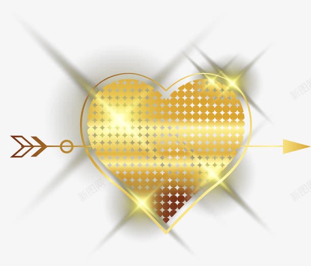 手绘金色爱心矢量图ai免抠素材_88icon https://88icon.com 手绘 箭头 金色爱心 矢量图