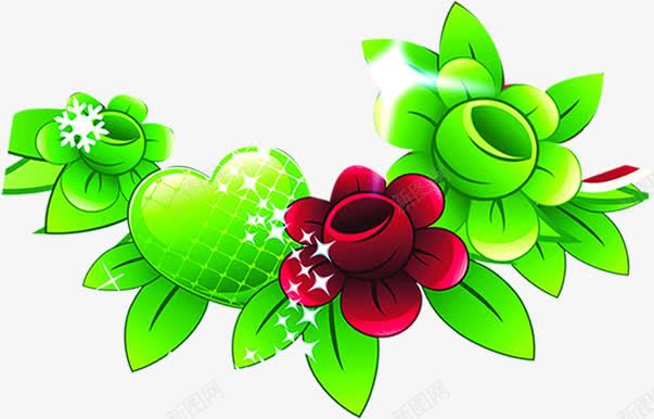 手绘绿色植物爱心装饰png免抠素材_88icon https://88icon.com 爱心 绿色植物 装饰