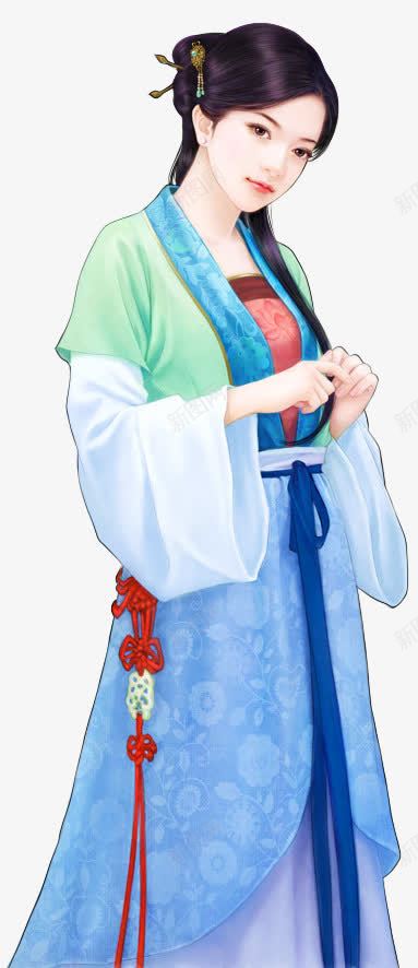 手绘长发蓝衣女子png免抠素材_88icon https://88icon.com 女子 手绘 蓝衣 长发