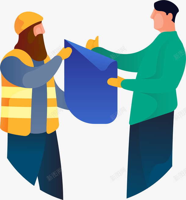 工程师图纸交流夸张人物插画矢量图eps免抠素材_88icon https://88icon.com 人物 人物插画 夸张人物 工程师图纸交流 插画 装饰 矢量图