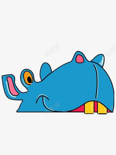 呆萌大河马png免抠素材_88icon https://88icon.com 卡通 素材 蓝色 门牙