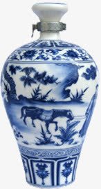蓝色古典青花瓷酒坛png免抠素材_88icon https://88icon.com 古典 古风酒坛 蓝色 酒坛 青花瓷