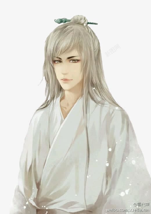 白衣银发古风手绘男子png免抠素材_88icon https://88icon.com 古风 手绘 男子 白衣 银发