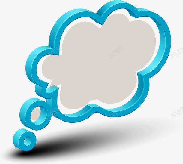 卡通立体对话框蓝色云朵png免抠素材_88icon https://88icon.com 卡通 立体对话框蓝色云朵