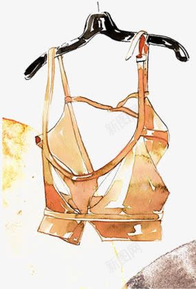 晾衣服png免抠素材_88icon https://88icon.com 卡通 吊带 手绘 插画 水彩 衣架