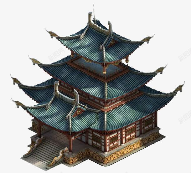 古朴中国风png免抠素材_88icon https://88icon.com 中国风 古朴 建筑 彩色 道观