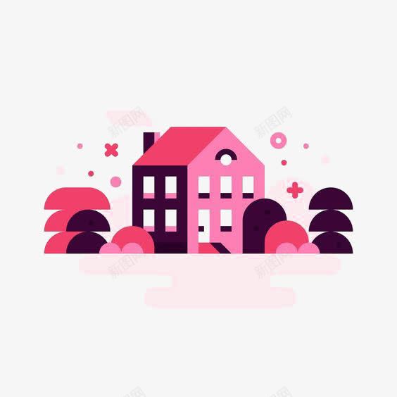 粉红色小房子png免抠素材_88icon https://88icon.com 卡通 建筑 房子 扁平化 手绘 插画