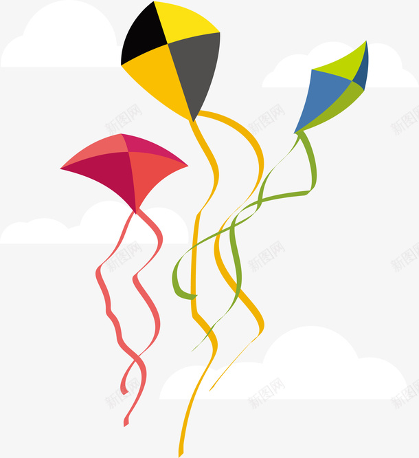 彩色卡通风筝矢量图eps免抠素材_88icon https://88icon.com 儿童风筝 彩色 彩色风筝 矢量风筝 风筝 风筝PNG 矢量图