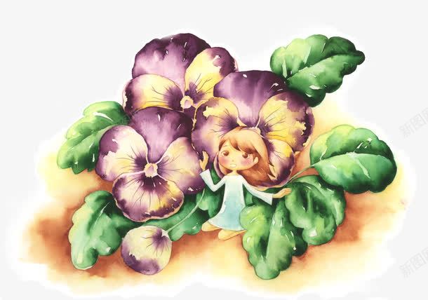 花朵中的拇指姑娘png免抠素材_88icon https://88icon.com 姑娘 拇指 花朵