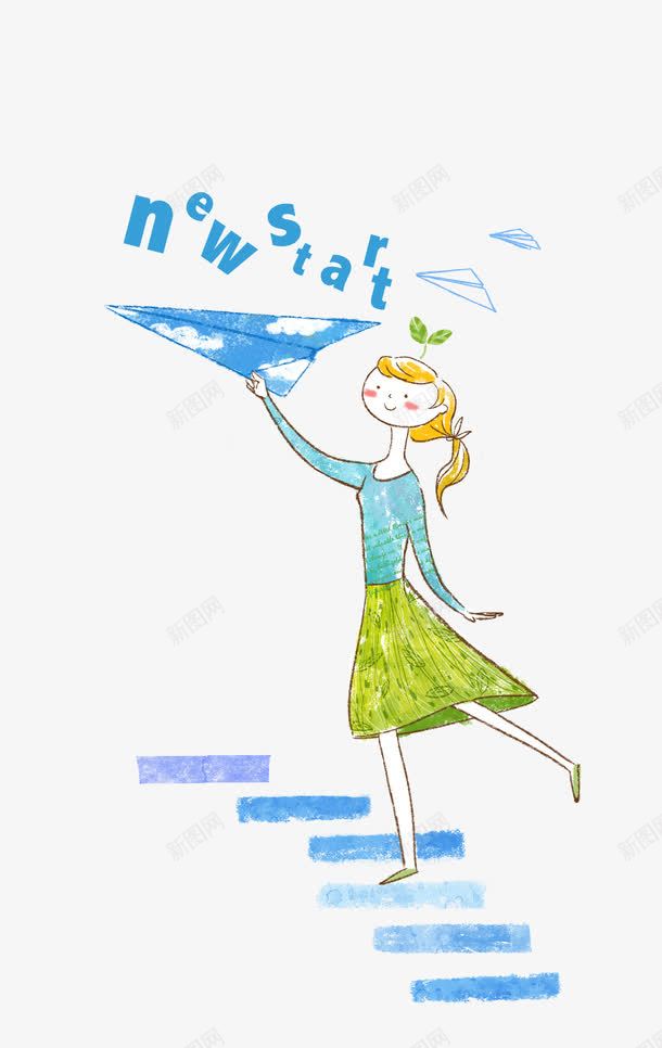 卡通手绘小女孩爬楼png免抠素材_88icon https://88icon.com 卡通女孩 卡通手绘 可爱 小女孩 爬楼 纸飞机