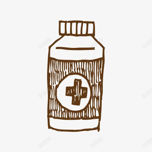 手绘线条插画药瓶png免抠素材_88icon https://88icon.com 手绘 插画 线条 药瓶