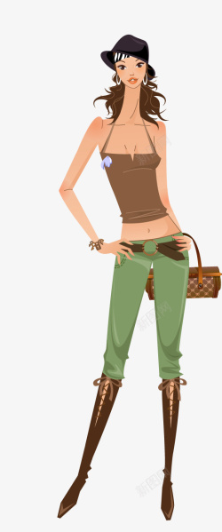 时髦插画美女矢量图png图片下载 时髦插画美女矢量图素材