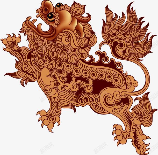 手绘黄色花纹麒麟png免抠素材_88icon https://88icon.com 花纹 麒麟 黄色