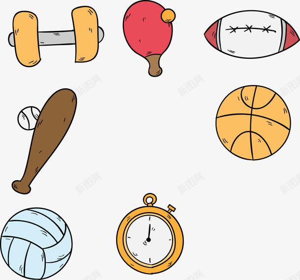 运动器材png免抠素材_88icon https://88icon.com 杠铃 球类运动 秒表 运动器材