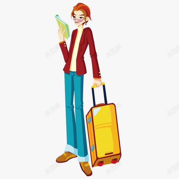 拉行李箱的男人矢量图ai免抠素材_88icon https://88icon.com 男人 看书 行李箱 矢量图