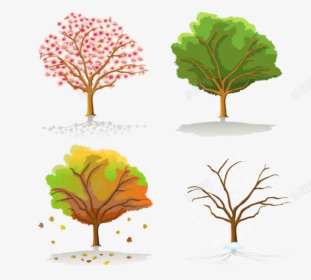 树的四季装饰画png免抠素材_88icon https://88icon.com 四季插画 四季树木矢量 树木矢量 植物装饰 矢量植物