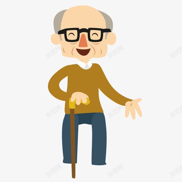 拄拐杖的老爷爷png免抠素材_88icon https://88icon.com 卡通 拐杖 老爷爷