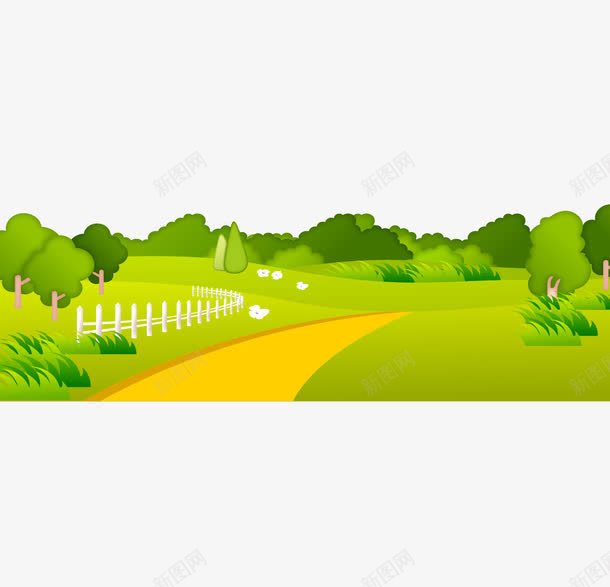卡通绿色风景小路png免抠素材_88icon https://88icon.com 卡通 小路 绿色风景