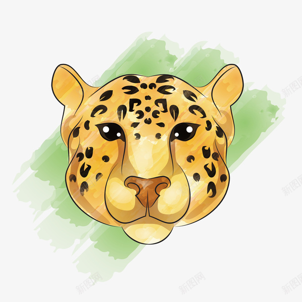 手绘豹子头png免抠素材_88icon https://88icon.com png图形 png装饰 动物 手绘 装饰 豹子头
