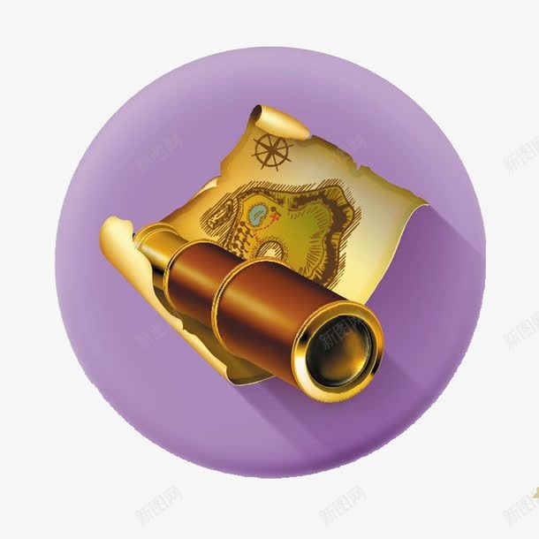 勇敢之旅png免抠素材_88icon https://88icon.com 地图 复古 探险 望远镜 装饰