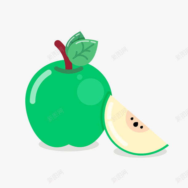 绿色卡通苹果png免抠素材_88icon https://88icon.com 卡通水果 绿色苹果 背景装饰 青苹果