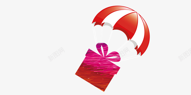 漂浮的降落伞png免抠素材_88icon https://88icon.com 漂浮 礼物 红色 装饰 降落伞
