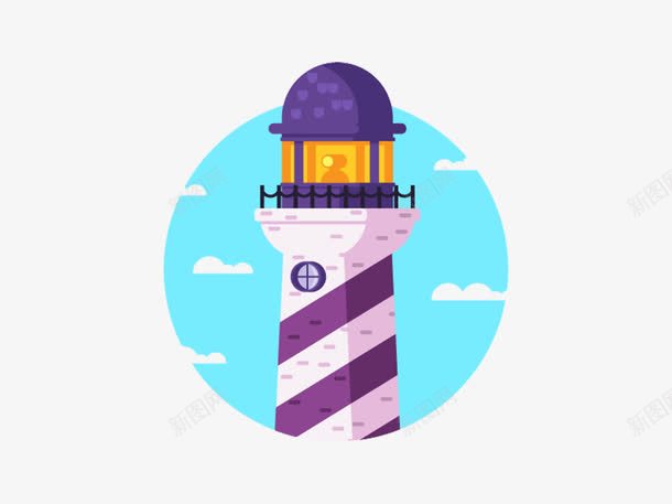 可爱灯塔插画png免抠素材_88icon https://88icon.com 可爱插画 插画 灯塔 瞭望