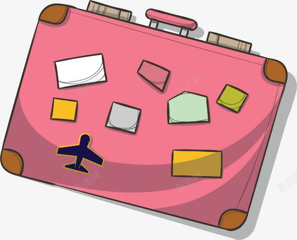 粉红色手绘风箱子矢量图ai免抠素材_88icon https://88icon.com 手绘箱子 旅游季 矢量png 箱子 粉红箱子 粉红色 矢量图