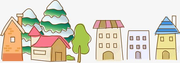 彩色卡通冬日小楼png免抠素材_88icon https://88icon.com Christma Christmas Merry 冬日建筑 圣诞快乐 圣诞节 彩色小楼 装饰图案