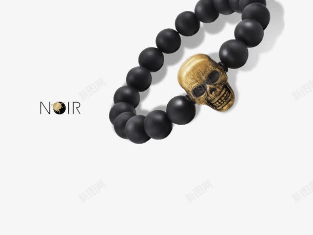 黑色磨砂圆珠骷髅头手串png免抠素材_88icon https://88icon.com 圆珠 骷髅 黑色