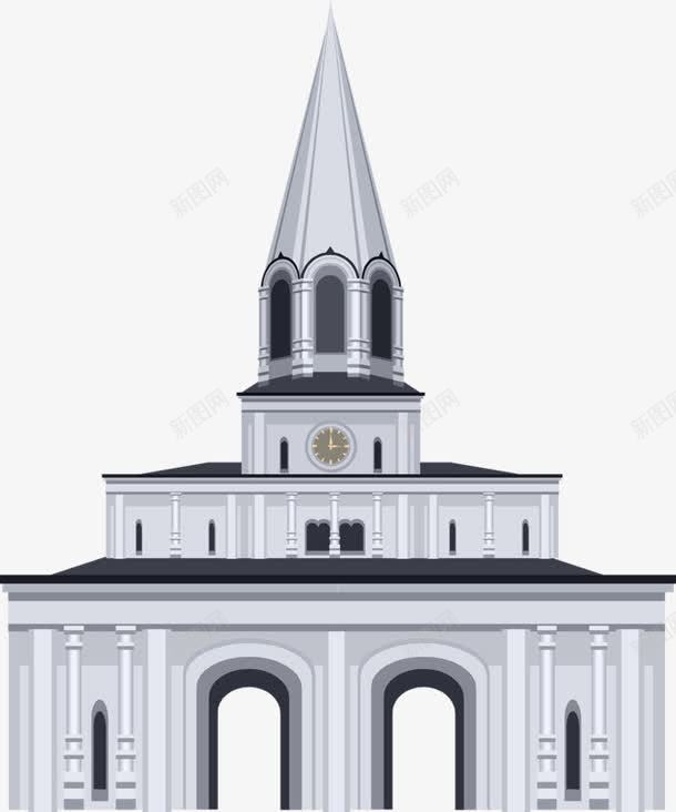 卡通手绘建筑png免抠素材_88icon https://88icon.com 尖顶房子 欧式 白色 豪华建筑