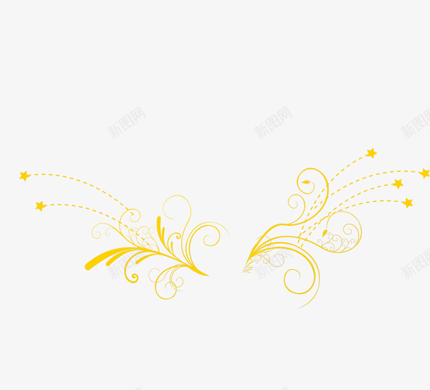 黄色清新线条花朵装饰图案psd免抠素材_88icon https://88icon.com 免抠PNG 清新 线条花朵 装饰图案 黄色