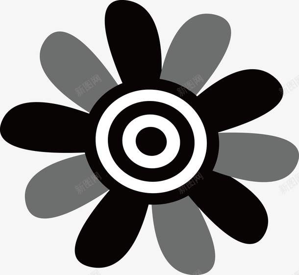 花朵矢量图ai免抠素材_88icon https://88icon.com 几何图形花朵 黑白灰色 矢量图