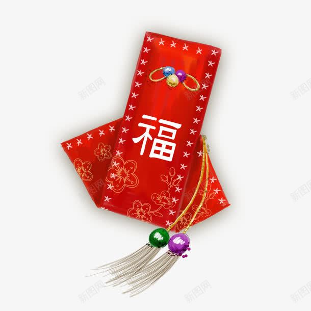 中国风礼袋png免抠素材_88icon https://88icon.com 中国风 中国风素材 彩色吊饰 红色袋子
