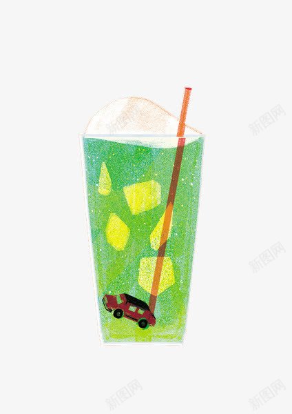 卡通手绘绿色奶昔png免抠素材_88icon https://88icon.com 卡通 吃货 大餐 手绘 插画 美食 食物 餐饮