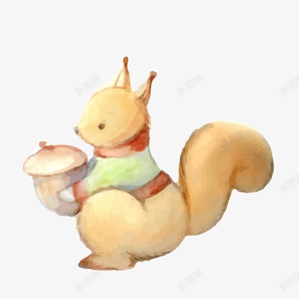 可爱水彩小松鼠矢量图ai免抠素材_88icon https://88icon.com 可爱 小松鼠 水彩 矢量图