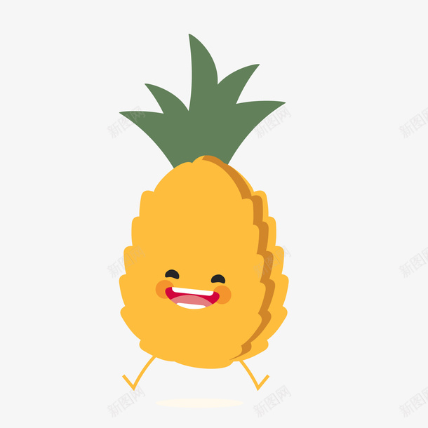 黄色卡通菠萝png免抠素材_88icon https://88icon.com 卡通水果 背景装饰 黄色水果 黄色菠萝