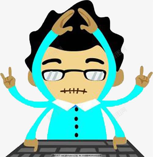 一指禅千手观音png免抠素材_88icon https://88icon.com 一指禅 千手观音 卡通 电脑 键盘