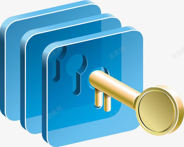 一把钥匙三重锁png免抠素材_88icon https://88icon.com 保险 写实 拟物化 质感 钥匙