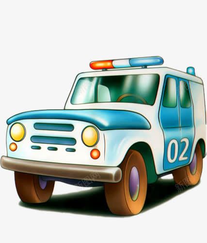 手绘警车png免抠素材_88icon https://88icon.com 卡通 可爱 手绘 警车