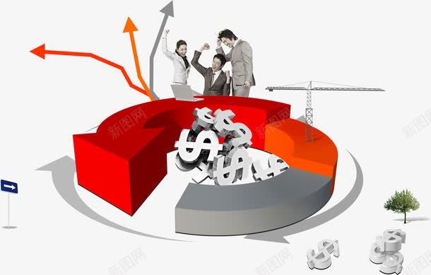 箭头图表与商务人士psd免抠素材_88icon https://88icon.com 商务人士 商务人物 商务男人 箭头 箭头图表 红色箭头