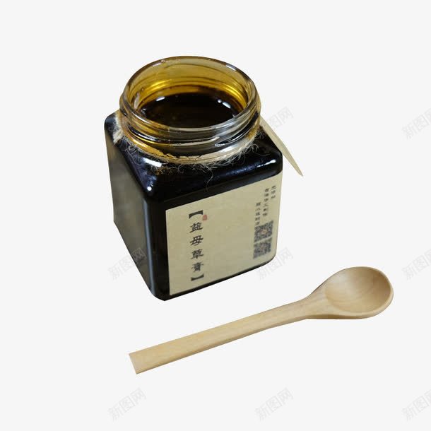 木勺益母草膏png免抠素材_88icon https://88icon.com 熬制中药 瓶装 益母草 黑色