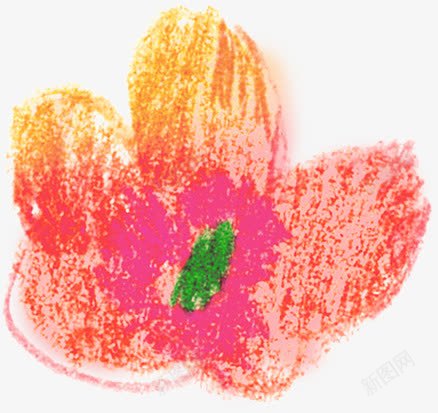 手绘黄粉色蜡笔小花png免抠素材_88icon https://88icon.com 粉色 蜡笔