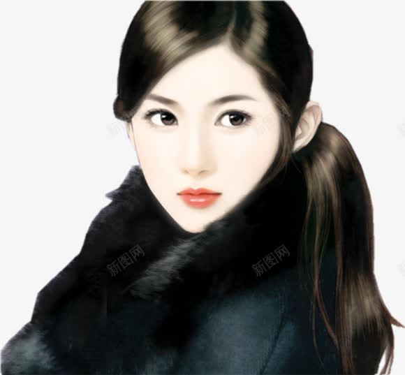 手绘毛绒大衣美女png免抠素材_88icon https://88icon.com 手绘 毛绒大衣 美女