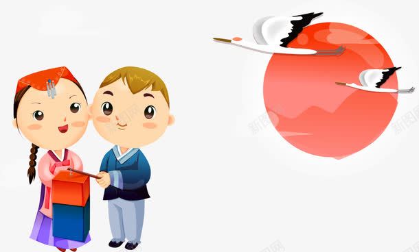 白鹤与卡通儿童png免抠素材_88icon https://88icon.com 人物插画 卡通人物 卡通儿童 灯笼 白鹤 矢量人物