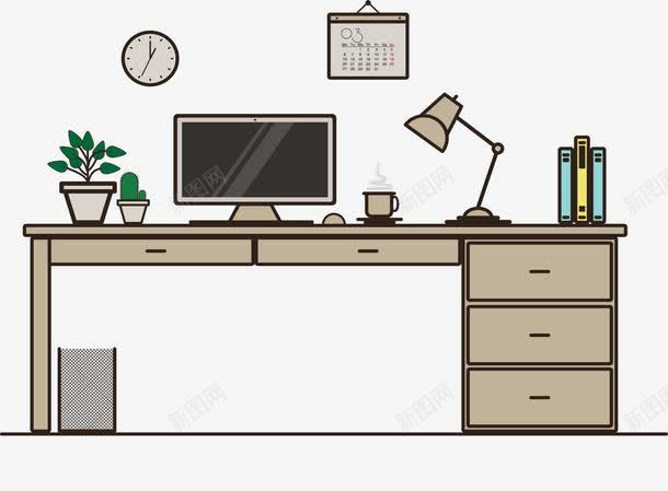 简约商务办公书房png免抠素材_88icon https://88icon.com 书房设计 办公 家装 矢量素材 简约风
