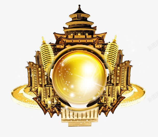 金色建筑群png免抠素材_88icon https://88icon.com 建筑群 故宫 金色 雷峰塔
