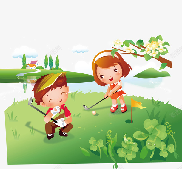 高尔夫打球运动矢量图ai免抠素材_88icon https://88icon.com png免费下载 打球运动 海报素材 装饰素材 矢量图
