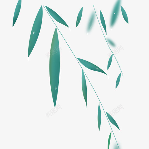 绿色简约装饰柳叶png免抠素材_88icon https://88icon.com 唯美柳叶 小清新 简约柳叶 绿色底纹 绿色柳叶 设计图